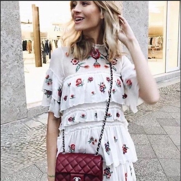 Zara | Dresses | Zara White Embroidered Floral Tiered Dress | Poshmark
